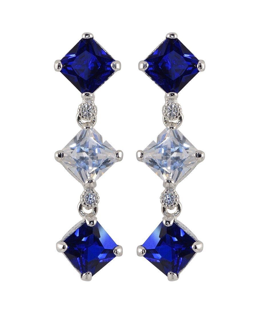 Pendientes circonitas azules y blancas de plata 925 milésimas