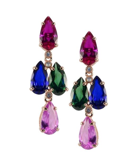 Pendientes circonitas de colores de plata de primera ley