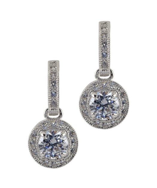 Pendientes circonitas plata rodiada articulados de cierre presión