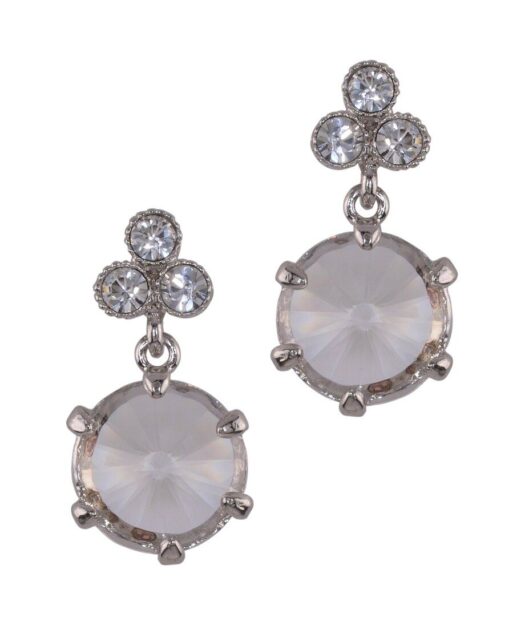 Pendientes circulares cierre presión de plata rodinada con cristales Swarovski