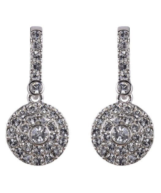 Pendientes círculos articulados de plata rodinada con cristales Swarovski