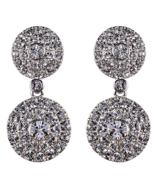 Pendientes círculos brillantes de plata con cristales Swarovski