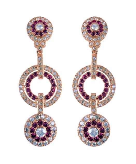 Pendientes círculos oro rosa de plata con cristales Swarovski