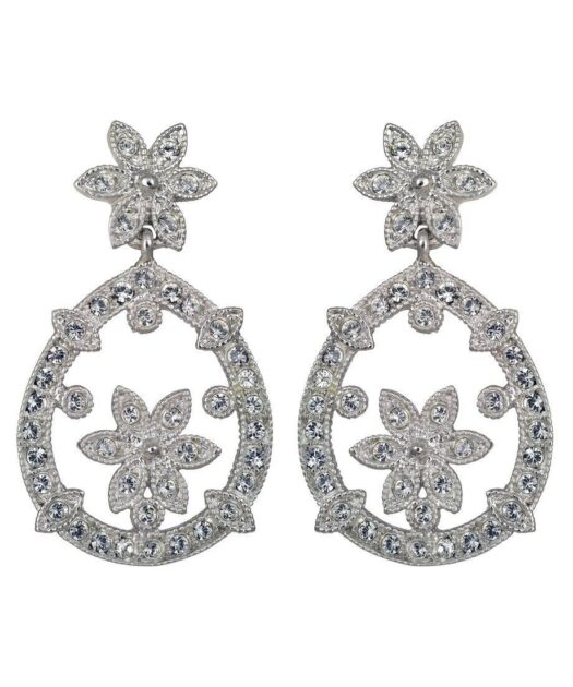 Pendientes clásicos articulados de plata de ley rodinada con Swarovski Elements