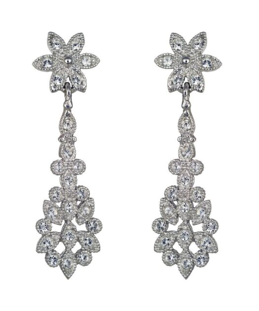 Pendientes clásicos con cristales Swarovski de plata rodinada con cierres de presión
