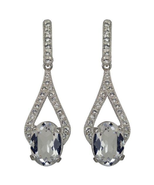 Pendientes clásicos con Swarovski Elements de plata de ley bañada en rodio con cierres de presión