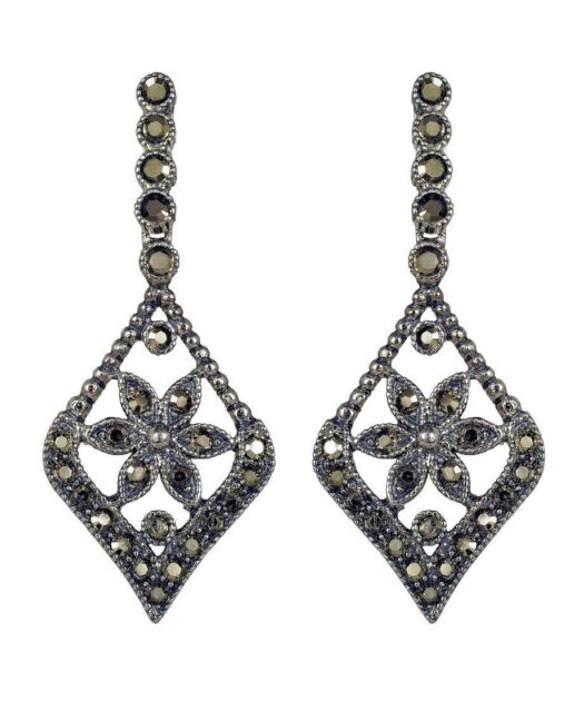 Pendientes clásicos en tonos dorados de plata de ley con cristales Swarovski