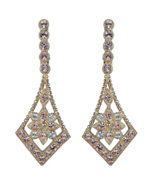 Pendientes clásicos oro rosa con Swarovski de plata de primera ley con cierre de presión