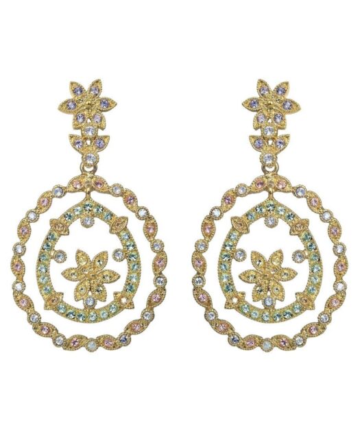 Pendientes clásicos verdes y dorados de plata 925 milésimas con un baño de oro 18 K