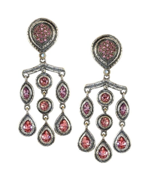 Pendientes colgantes plata con cristales Swarovski rosas
