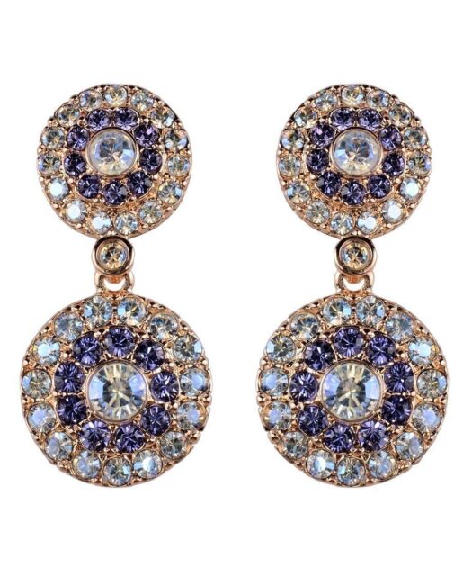 Pendientes con dos círculos de plata y Swarovski Elements