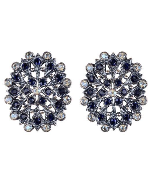 Pendientes cortos copo de nieve de plata de ley con cristal Swarovski