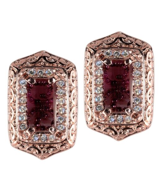 Pendientes cortos étnicos oro rosa de plata de primera ley