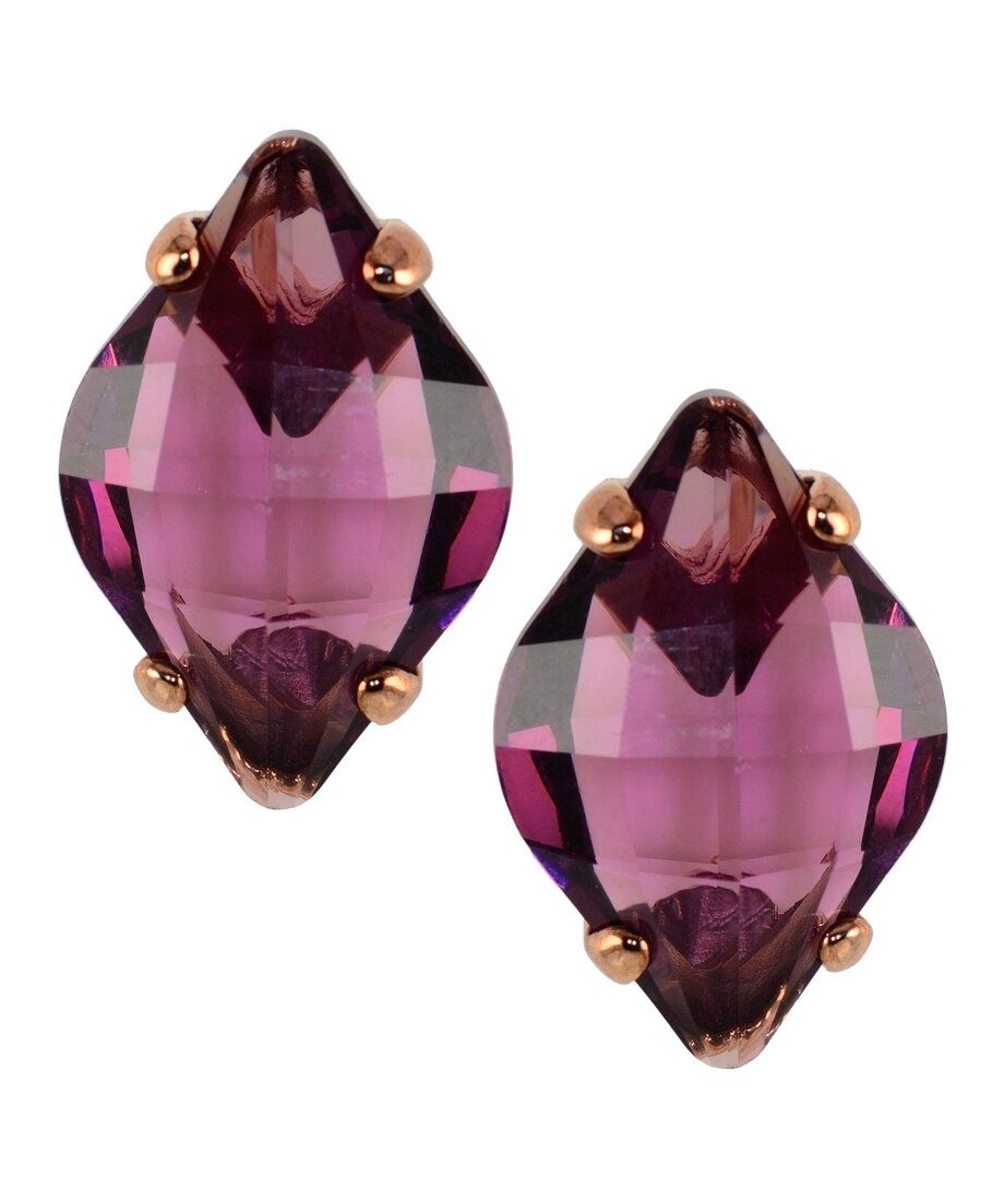 Pendientes cortos facetados rosas y malvas de plata con un cristal Swarovski Pendientes cortos facetados rosas y malvas de plata con un cristal Swarovski