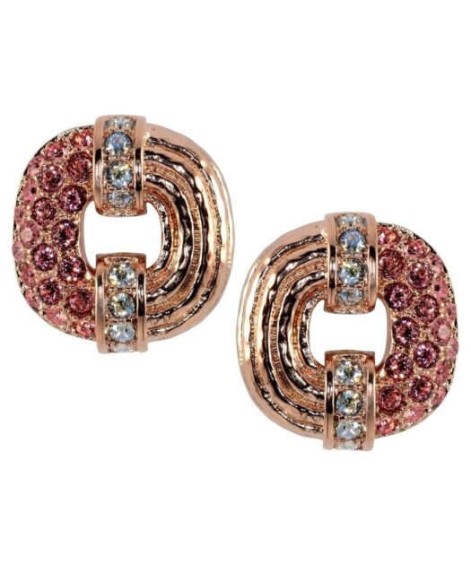 Pendientes cortos martelé plata rosa con cristales Swarovski