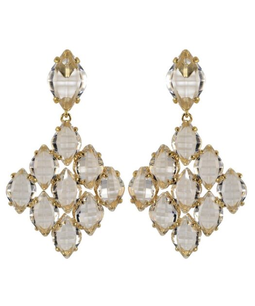 Pendientes cristal Swarovski facetado en tonos dorados de plata