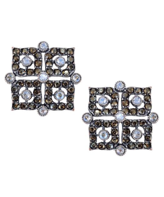 Pendientes cuadrados con Swarovski Elements de plata bañada en rodio