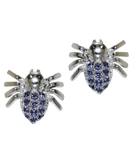 Pendientes Araña de plata y cristales de Swarovski en tonos morados