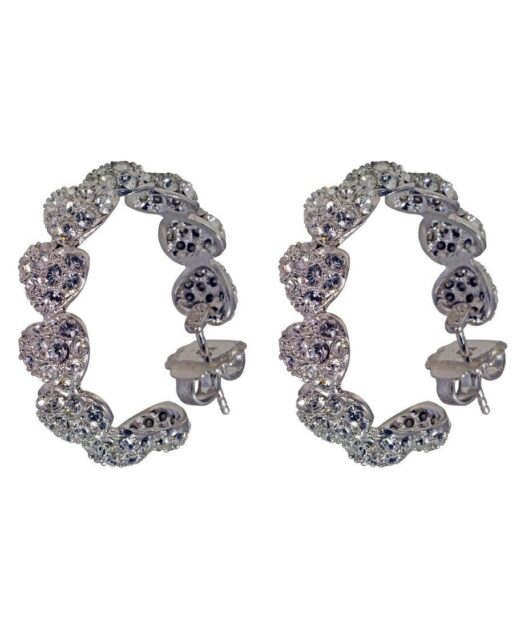 Pendientes de aro corazones blancos de plata con Swarovski Elements