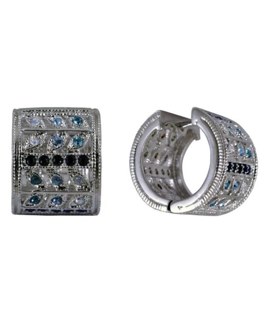 Pendientes de aro de plata anchos con cristales Swarovski