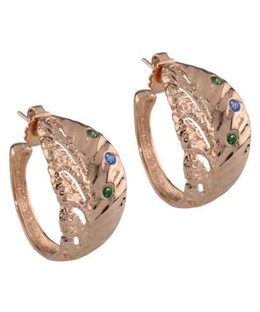 Pendientes de aro en forma de hoja fabricados en bronce