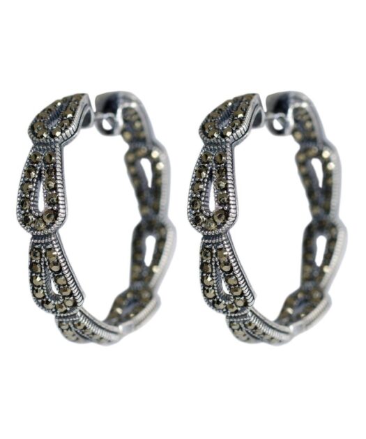 Pendientes de aro estilo vintage de plata de ley con cristales Swarovski