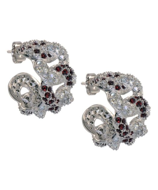 Pendientes de aro plata con eslabones montados con Swarovski Elements