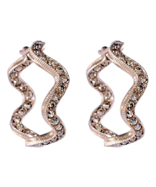 Pendientes de aro retorcidos oro rosa de plata de ley con cristal Swarovski