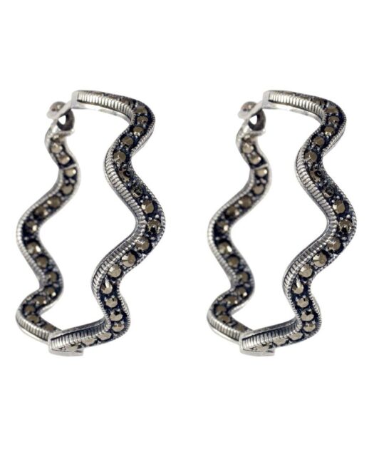 Pendientes de aro retorcidos vintage de plata con cristal Swarovski