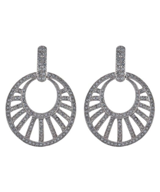 Pendientes de aros grandes de plata rodinada con cristales Swarovski