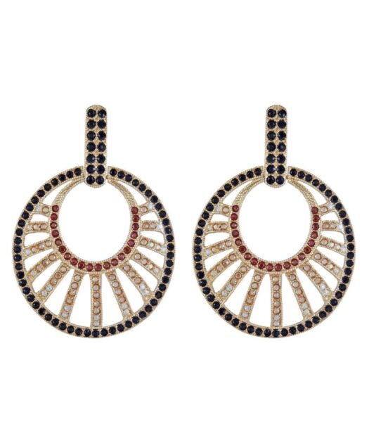 Pendientes de aros grandes oro rosa fabricados en plata con Swarovski Elements