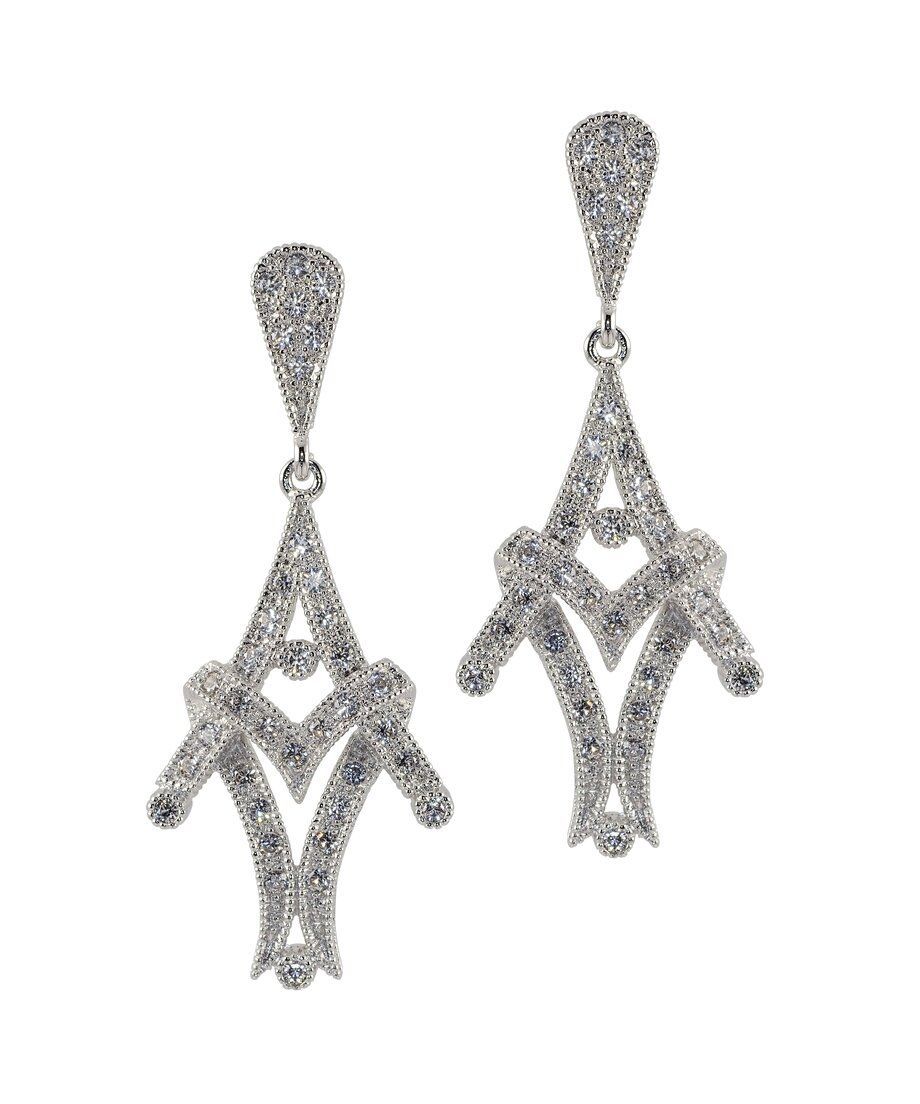 Pendientes de boda con lazo de plata rodinada con cristales Swarovski Pendientes de boda con lazo de plata rodinada con cristales Swarovski