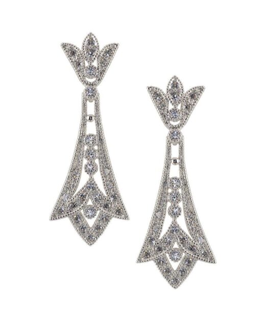 Pendientes de boda en plata rodinada con cristales Swarovski blancos