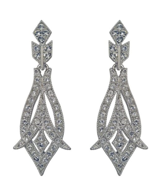 Pendientes de boda vintage con cristales Swarovski de plata de ley rodinada