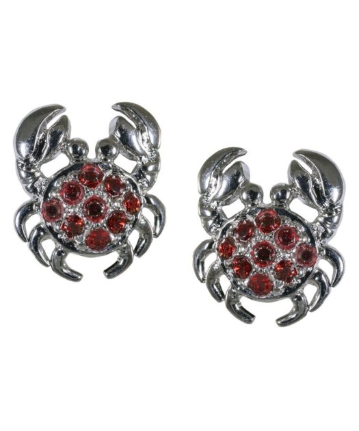 Pendientes Cangrejo de plata y cristales de Swarovski en tonos rojos