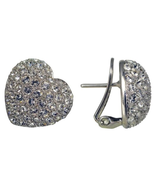 Pendientes de corazón Swarovski de plata de ley rodinada