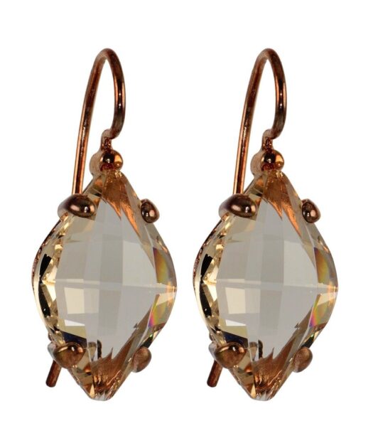 Pendientes de gancho dorados en plata de ley con cristal Swarovski