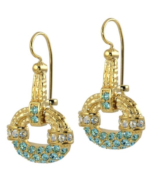 Pendientes de gancho plata dorada con cristales Swarovski