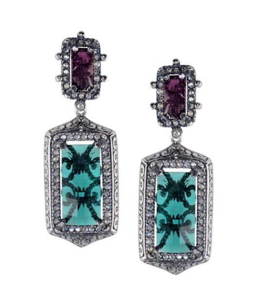 Pendientes de plata étnicos con cristal Swarovski de colores