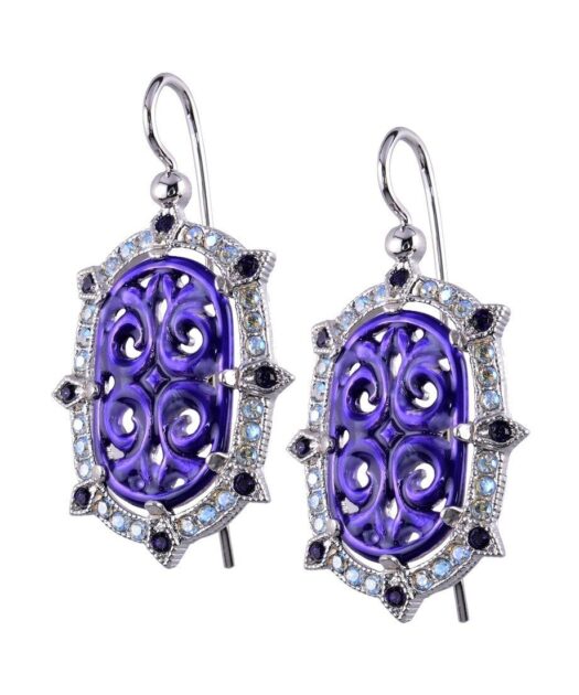 Pendientes de plata y esmalte con cristales Swarovski y cierre de gancho