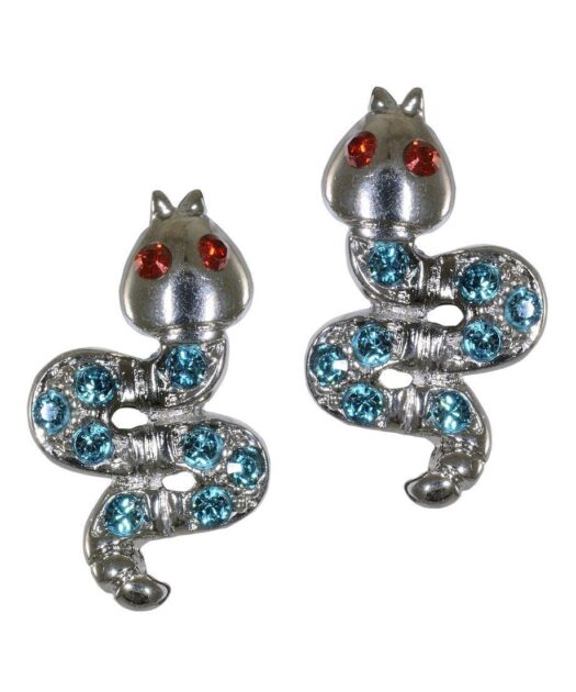Pendientes Serpiente de plata y cristales de Swarovski en diversos tonos