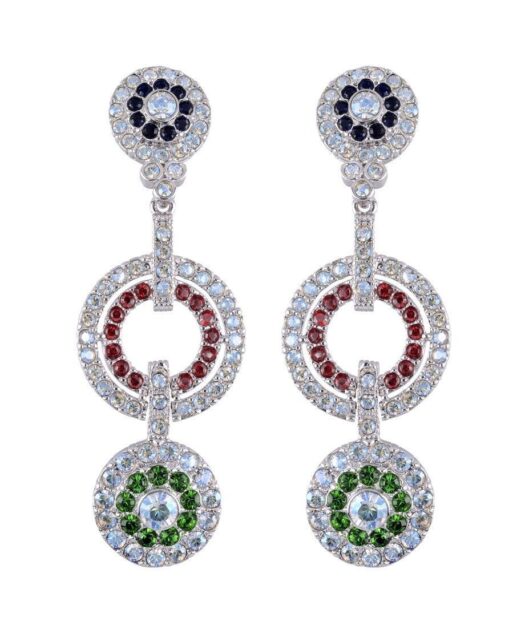 Pendientes de tres círculos verdes, azules y rojos