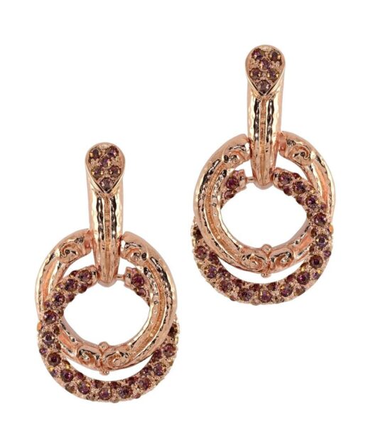 Pendientes doble aro plata oro rosa con cristales Swarovski