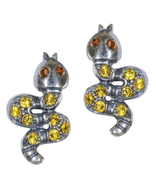 Pendientes en forma de Serpiente con cristales amarillos y azules