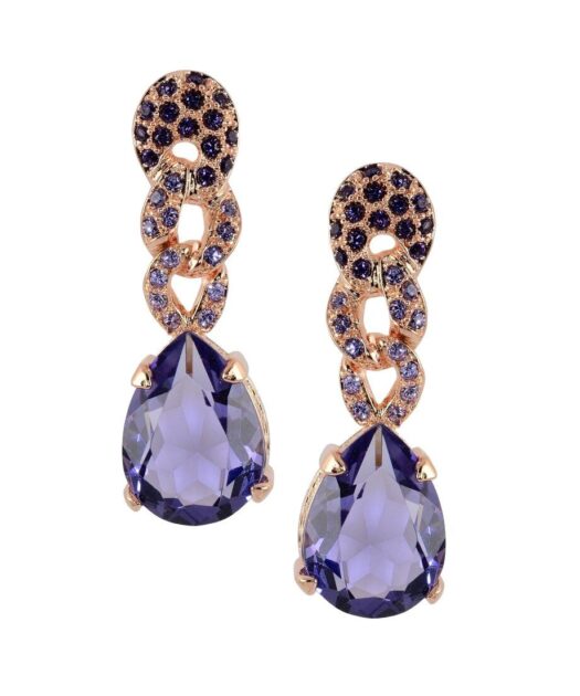 Pendientes eslabones en oro rosa de plata de ley con cristales Swarovski
