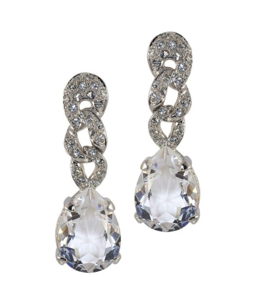 Pendientes eslabones plata rodinada con cristales Swarovski