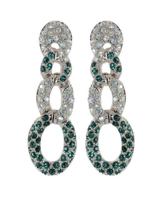 Pendientes eslabones Swarovski Elements de plata bañada en rodio