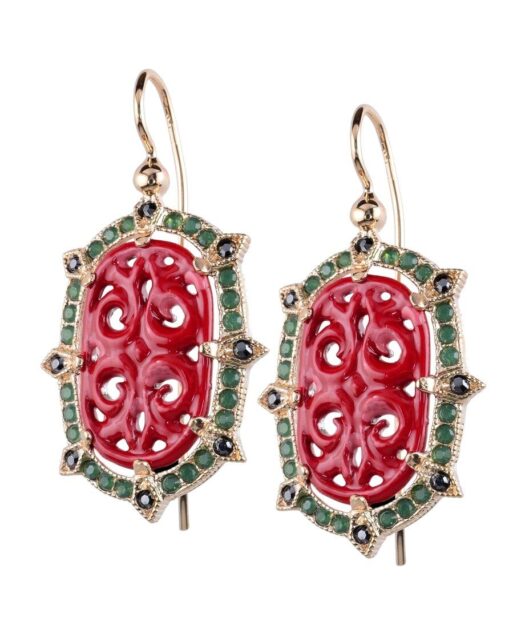Pendientes esmalte cierre hippie de plata bañada en oro amarillo 18 quilates