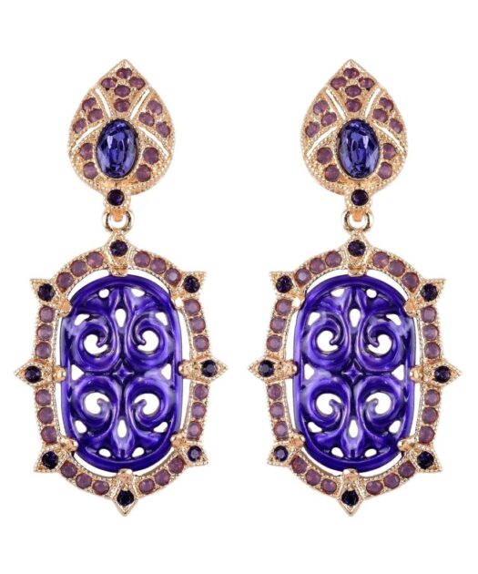 Pendientes esmalte oro rosa de plata de ley con cristales Swarovski