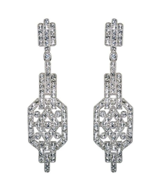 Pendientes estilo vintage brillantes de plata de ley bañada en rodio